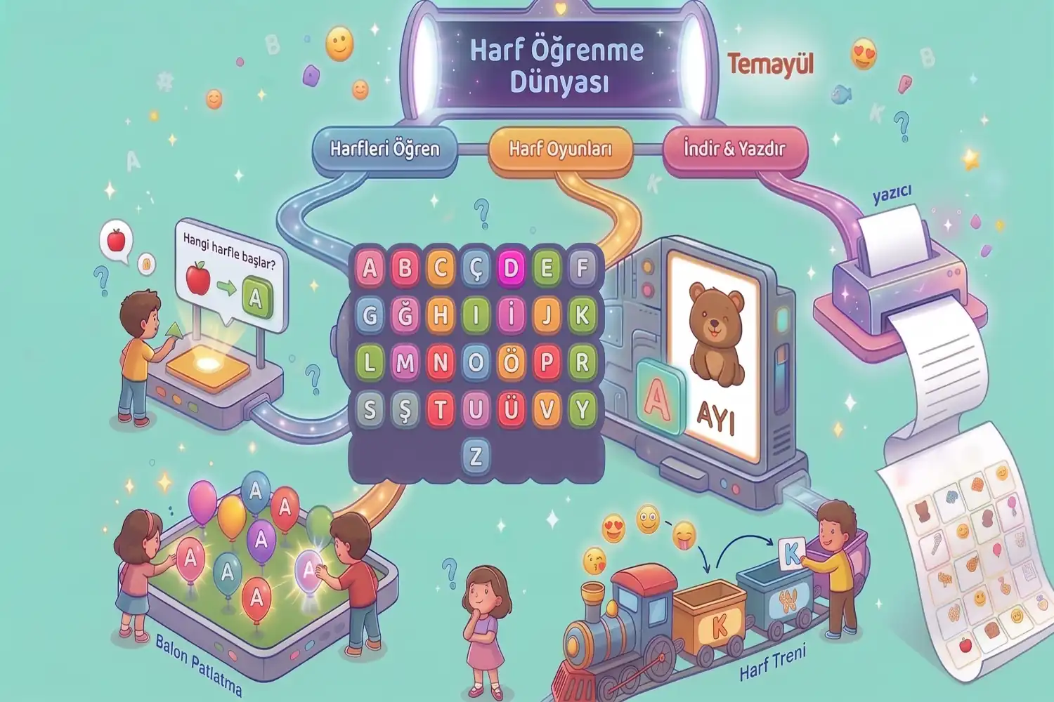 Okul Öncesi Harf ve Alfabe Öğrenme Oyunları, İnteraktif Harf Zamanı
